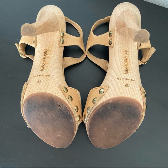 EUC Manolo Blahnik Azores Wooden Heeled Sandals - Picture 11 of 12